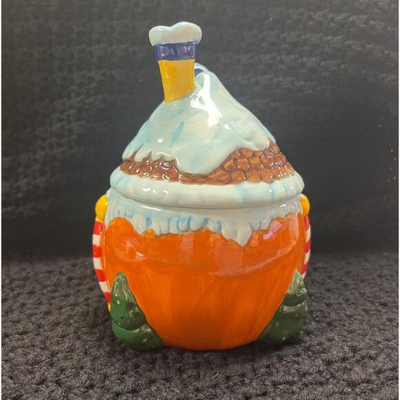 2008 M&M's Collectible Christmas Ceramic Round Chalet House Candy Dish Treat Jar - Picture 3 of 12